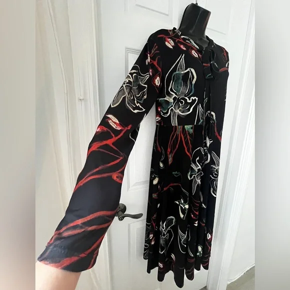 Zara Keyhole Midi Floral Dress size L - Picture 6 of 16